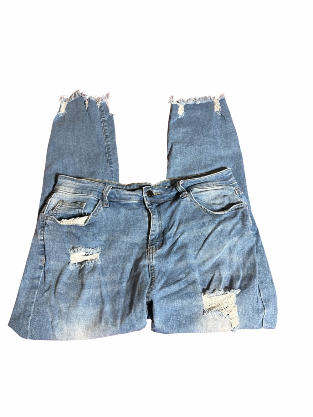 Women’s Distressed Light Blue XL Ripped Jeans - Picture 2 of 12